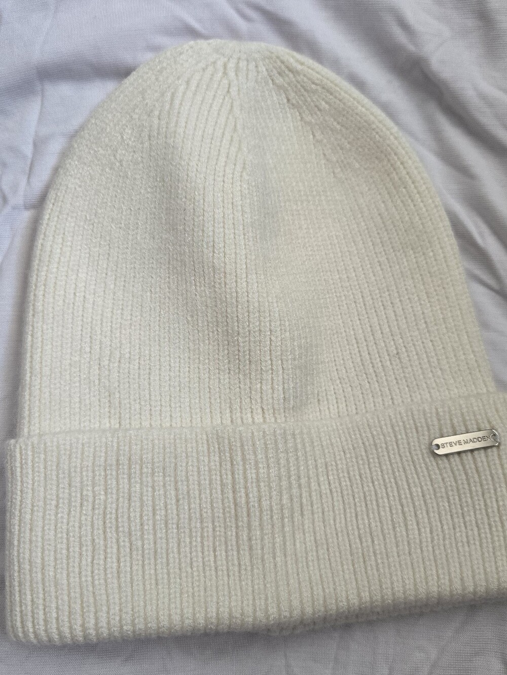 Steve Madden Women's Knit Cuffed Beanie - White
